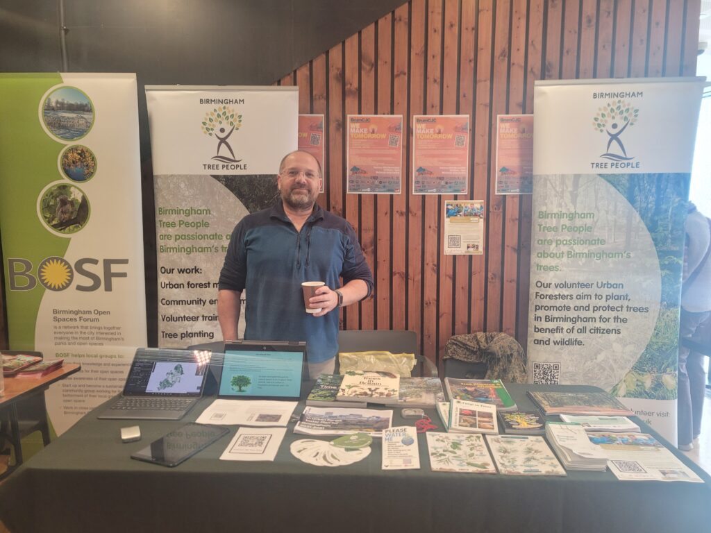 Simon Needle on the Birmingham TreePeople stand at Big Green Sunday in the MAC.