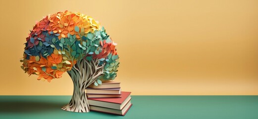 tree training banner, tree with books underneath