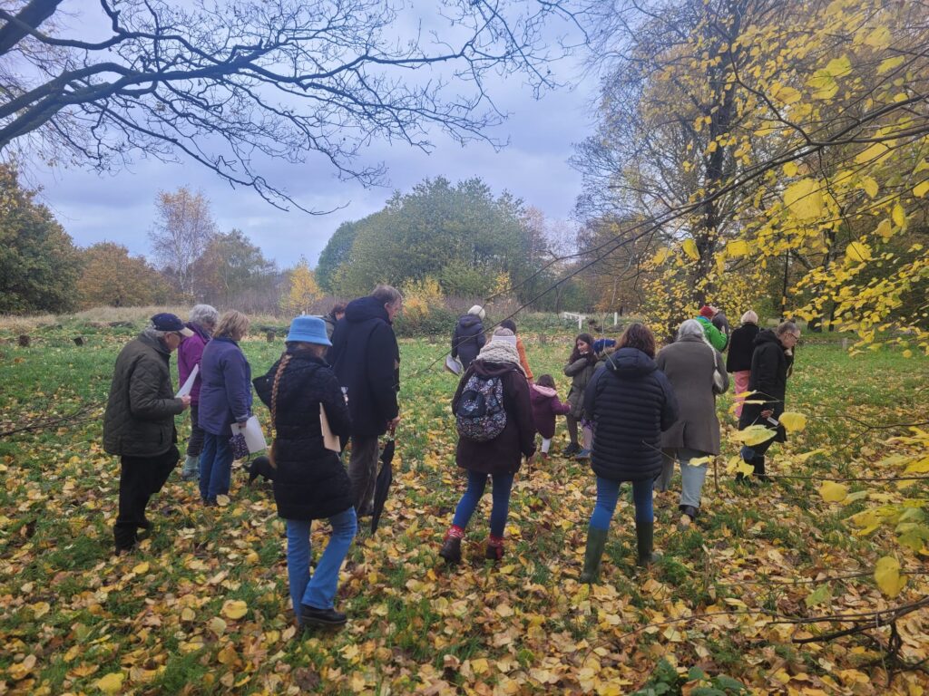 The group of walkers taking part in the hodge hill common tree walk