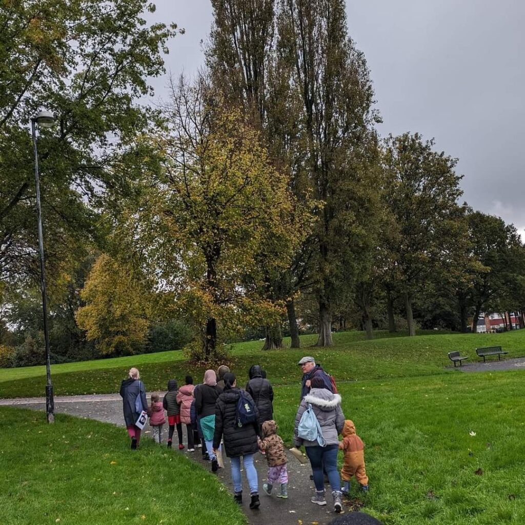 Katy leading the group in Nechells during the Tree Walk