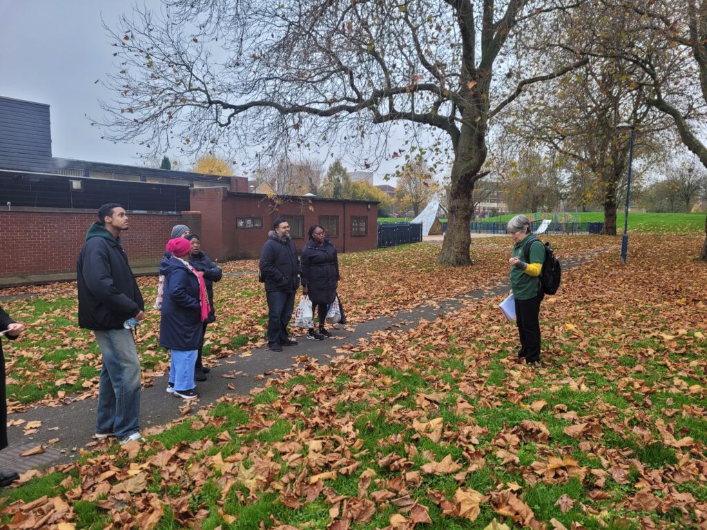 Julianne leading the Burbury Park tree walk during the poetree session