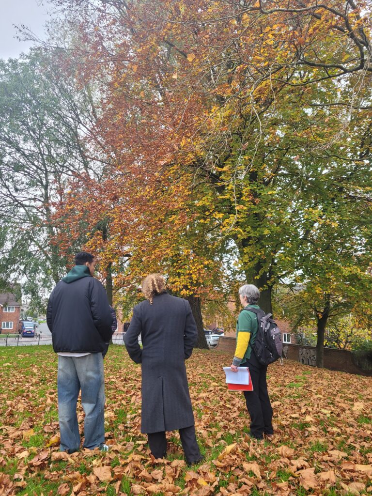 BZ team members: Zakariye, Bradley, Julianne, in Burbury Park for the poetree walk