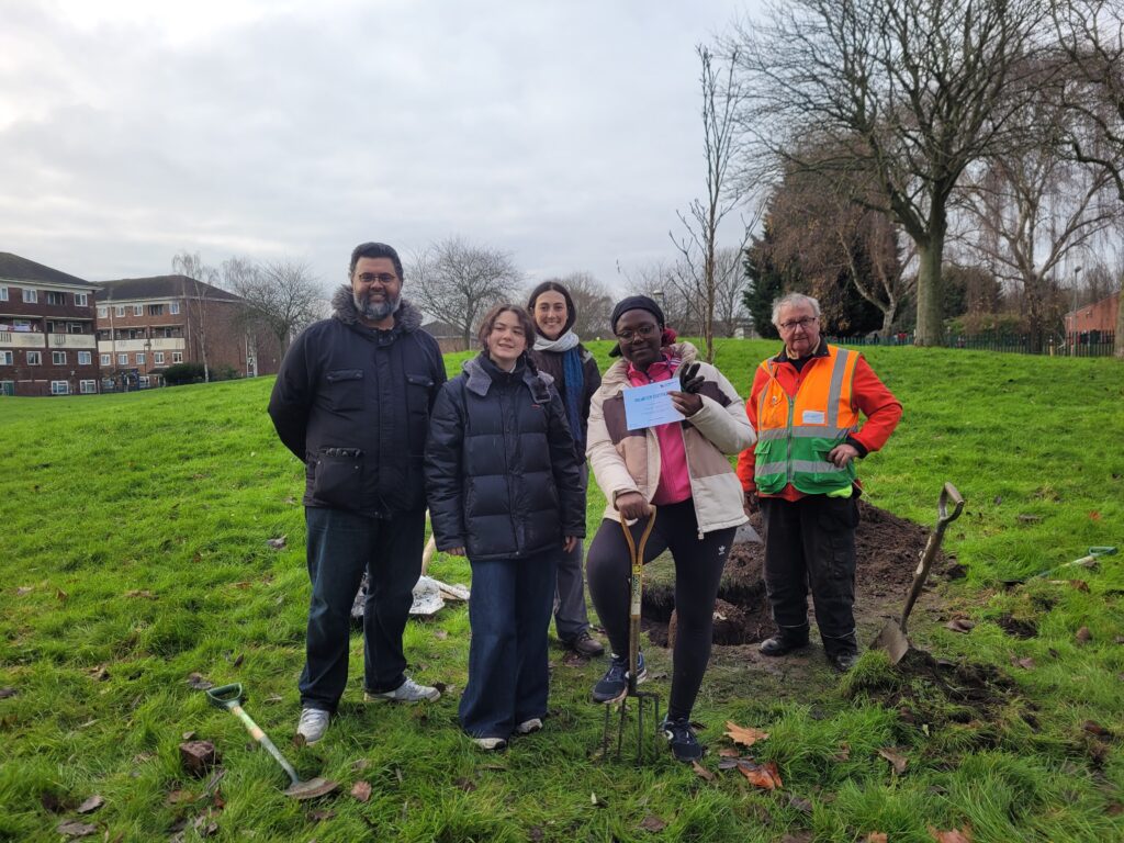 BCU students from the volunteer network planting The Zephaniah Forest trees with us (not all pictured)