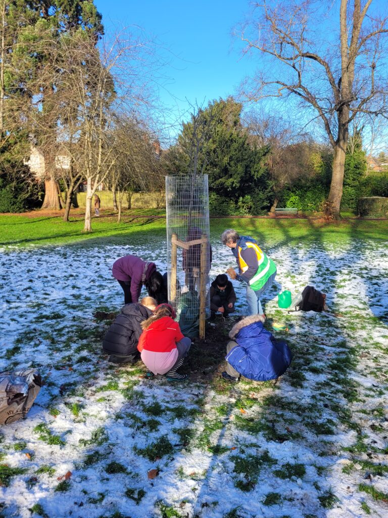 Julianne and Bournville pupils at the Treemembrance planting