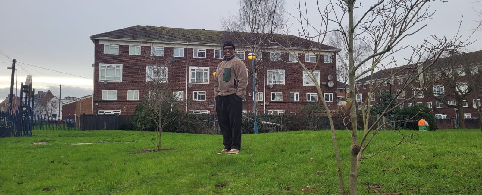 David Springer with the first 2 trees in The Zephaniah Forest, planted by Qian & BTP, for Benjamin and his twin sister Velda.